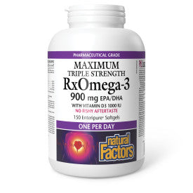 RxOmega-3 Maximum Triple Strength With Vitamin D3 900mg 150 softgels